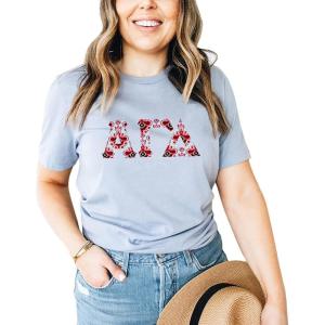 Alpha Gamma Delta Lettered Greek Short Sleeve T-Shirt(Ice Blue)