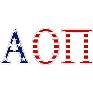 Alpha Omicron Pi AOII American Flag Greek Letter Sticker-2.5″ Tall