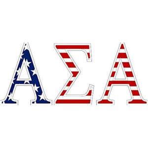Alpha Sigma Alpha ASA American Flag Greek Letter Sticker-2.5″ Tall