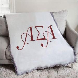 Alpha Sigma Alpha ASA Greek Letter Afghan Blanket Throw