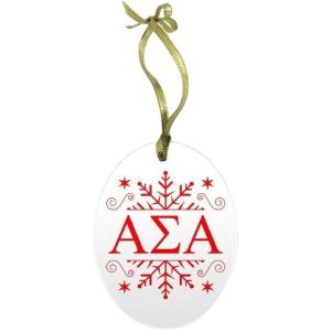 Alpha Sigma Alpha ASA Holiday Color Snowflake Glass Christmas Ornament