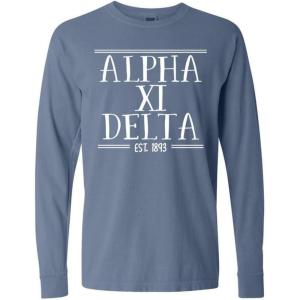Alpha Xi Delta Established Long Sleeve T-Shirt(Blue Jean)
