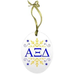 Alpha Xi Delta Holiday Color Snowflake Glass Christmas Ornament