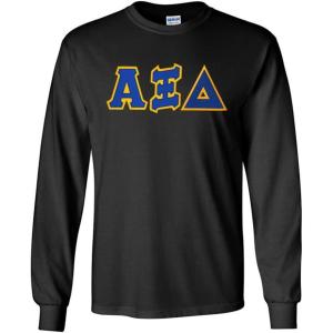 Alpha Xi Delta Lettered Long Sleeve Tee(Black)
