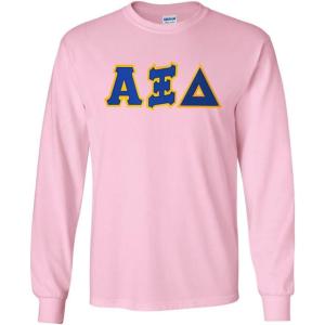 Alpha Xi Delta Lettered Long Sleeve Tee(Light Pink)