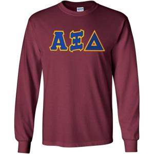 Alpha Xi Delta Lettered Long Sleeve Tee(Maroon)