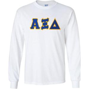 Alpha Xi Delta Lettered Long Sleeve Tee(White)