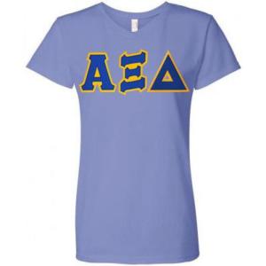 Alpha Xi Delta Lettered V-Neck Tee(Light Purple)