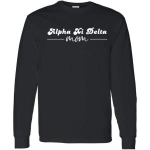 Alpha Xi Delta Line Mom – Womens Long Sleeve Tee(Black)