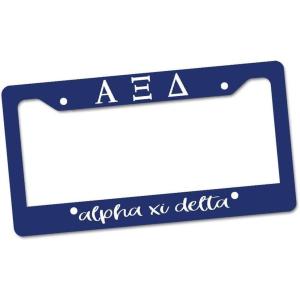Alpha Xi Delta Script License Plate Frame