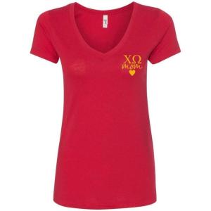 Chi Omega Chi O Mom Ideal V-Neck(Red)