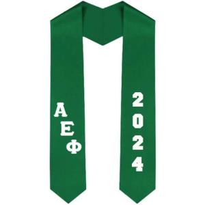 Custom Alpha Epsilon Phi Greek Diagonal Lettered Graduation Sash Stole with Year(Kelly Green)