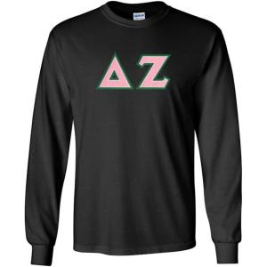 Delta Zeta Lettered Long Sleeve Tee(Black)