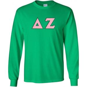Delta Zeta Lettered Long Sleeve Tee(Irish Green)