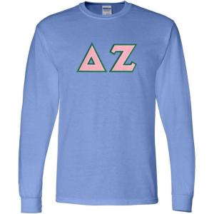 Delta Zeta Lettered Long Sleeve Tee(Light Blue)