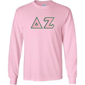 Delta Zeta Lettered Long Sleeve Tee(Light Pink)