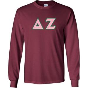 Delta Zeta Lettered Long Sleeve Tee(Maroon)