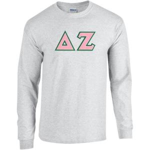 Delta Zeta Lettered Long Sleeve Tee(Sports Grey)