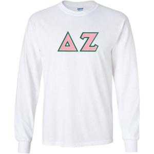 Delta Zeta Lettered Long Sleeve Tee(White)