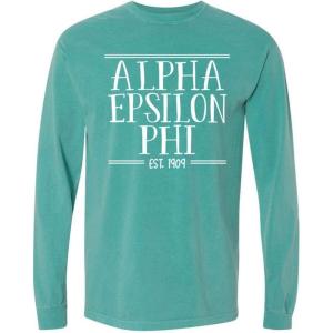 Greekgear Alpha Epsilon Phi Established Long Sleeve T-Shirt(Lagoon)