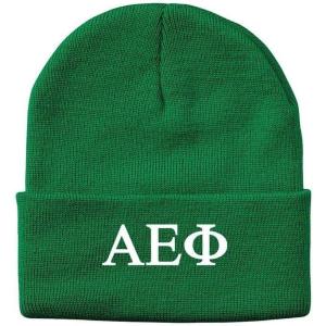 Greekgear Alpha Epsilon Phi Greek Letter Knit Cap Kelly Green