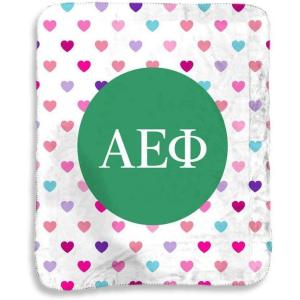 Greekgear Alpha Epsilon Phi Hearts Sherpa Lap Blanket