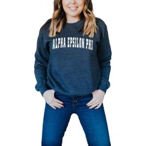 Greekgear Alpha Epsilon Phi Letterman Crewneck Sweatshirt(Navy Blue)