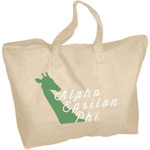 Greekgear Alpha Epsilon Phi Mascot Zippered Tote Bag Natural