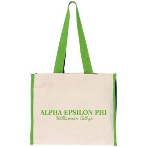 Greekgear Alpha Epsilon Phi Tote with Contrast-color Handles Natural/Lime