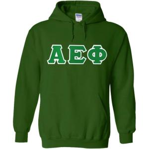 Greekgear Alpha Epsilon Phi Twill Lettered Hooded Sweatshirt(Forest Green)