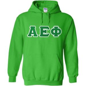 Greekgear Alpha Epsilon Phi Twill Lettered Hooded Sweatshirt(Irish Green)