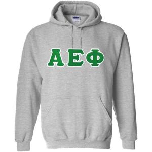 Greekgear Alpha Epsilon Phi Twill Lettered Hooded Sweatshirt(Sports Grey)