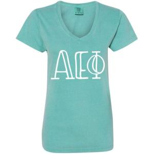 Greekgear Alpha Epsilon Phi V-Neck T-Shirt(Lagoon)