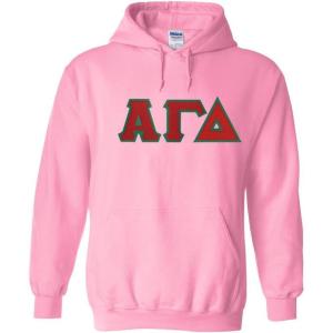Greekgear Alpha Gamma Delta Lettered Hooded Sweatshirt(Light Pink)