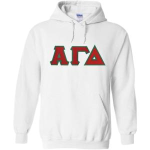 Greekgear Alpha Gamma Delta Lettered Hooded Sweatshirt(White)