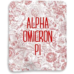 Greekgear Alpha Omicron Pi AOII Floral Sherpa Lap Blanket
