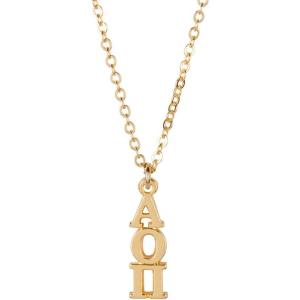 Greekgear Alpha Omicron Pi AOII Gold Plated Lavaliere Necklace