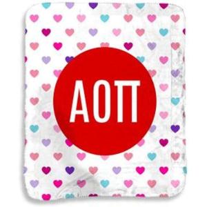 Greekgear Alpha Omicron Pi AOII Hearts Sherpa Lap Blanket