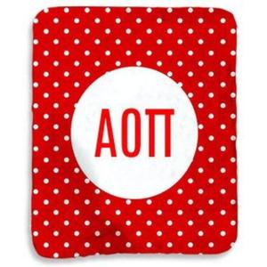 Greekgear Alpha Omicron Pi AOII Polka Dots Sherpa Lap Blanket