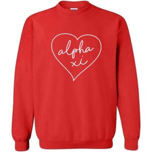 Greekgear Alpha Xi Delta Heart Crew Sweatshirt(Red)