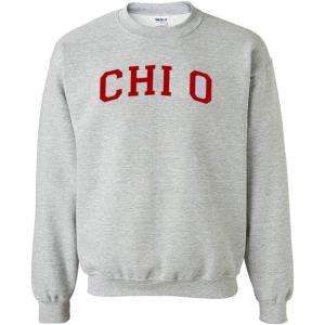 Greekgear Chi Omega Chi O Nickname College Crew(Light Grey)