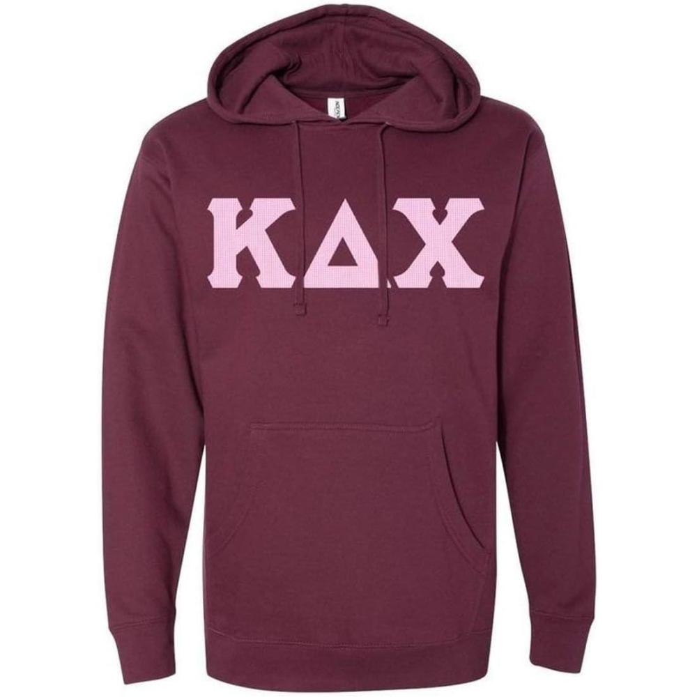 imageKappa Delta Chi Lettered Independent Trading Co Hooded Pullover Sweatshirt Pink Gingham Pattern