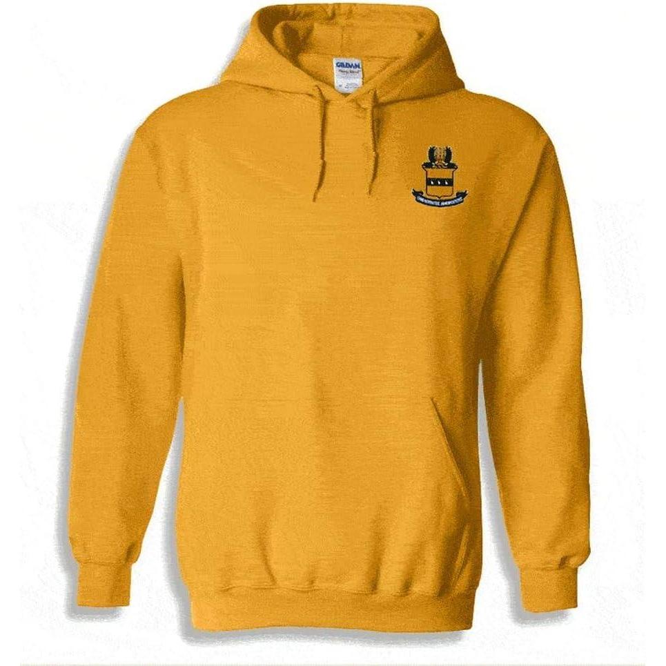 imageGreekgear Acacia Crest Shield Emblem Hooded SweatshirtAthletic Gold