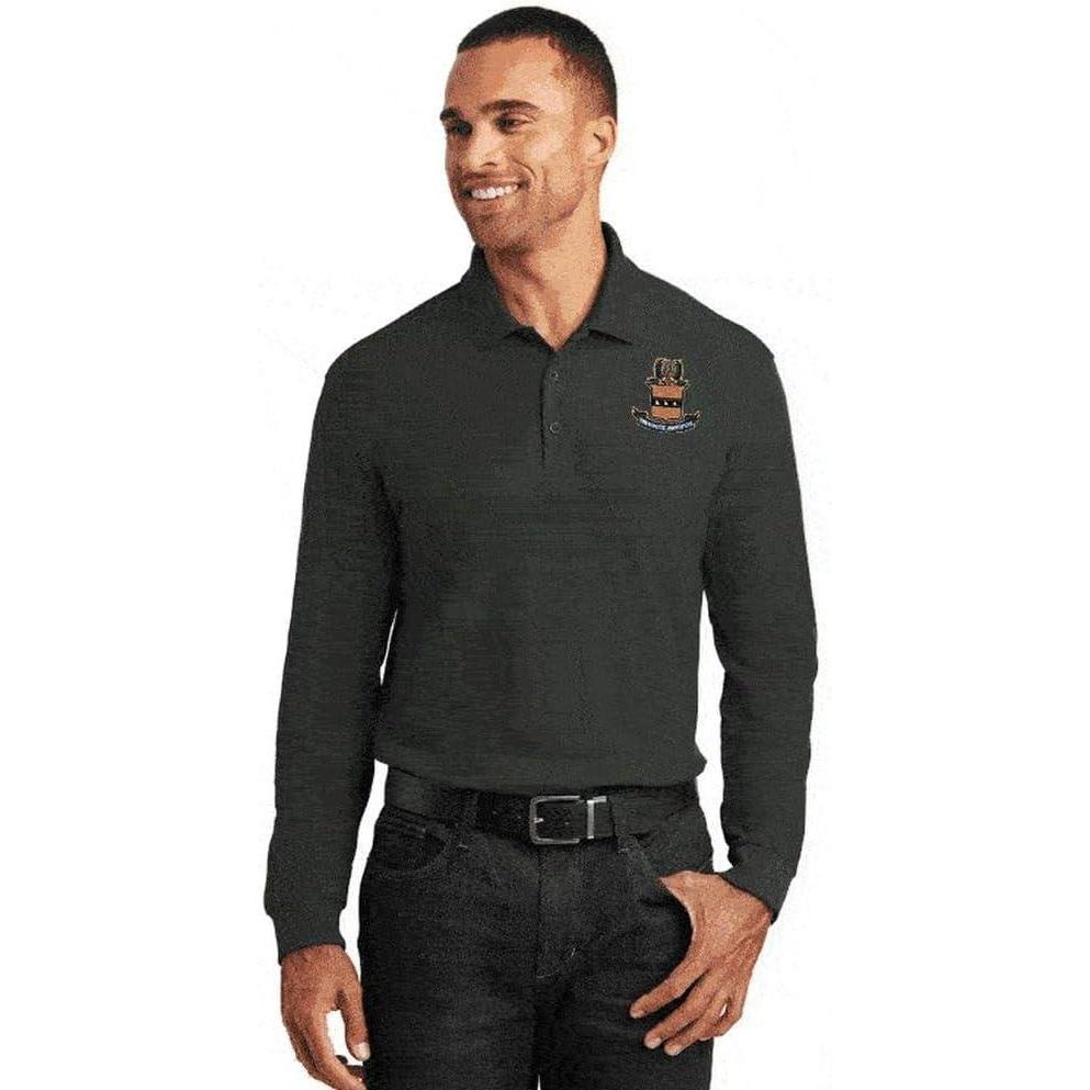imageGreekgear Acacia Fraternity Patch Long Sleeve PoloBlack