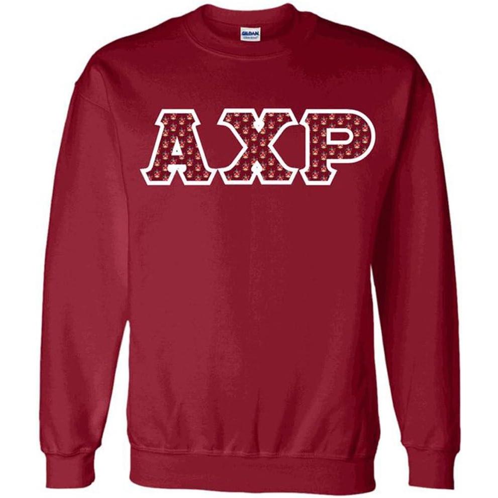 imageGreekgear Alpha Chi Rho Fraternity Crest Twill Letter Crewneck SweatshirtMaroon