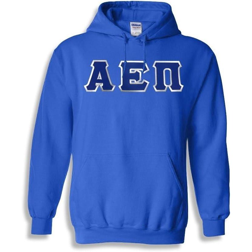 imageGreekgear Alpha Epsilon Pi Lettered Hooded SweatshirtRoyal Blue