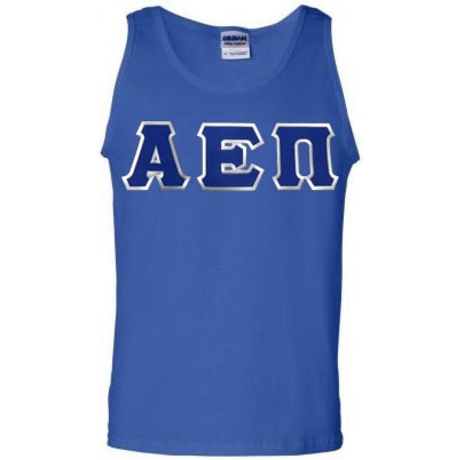 imageGreekgear Alpha Epsilon Pi Lettered Tank TopRoyal Blue