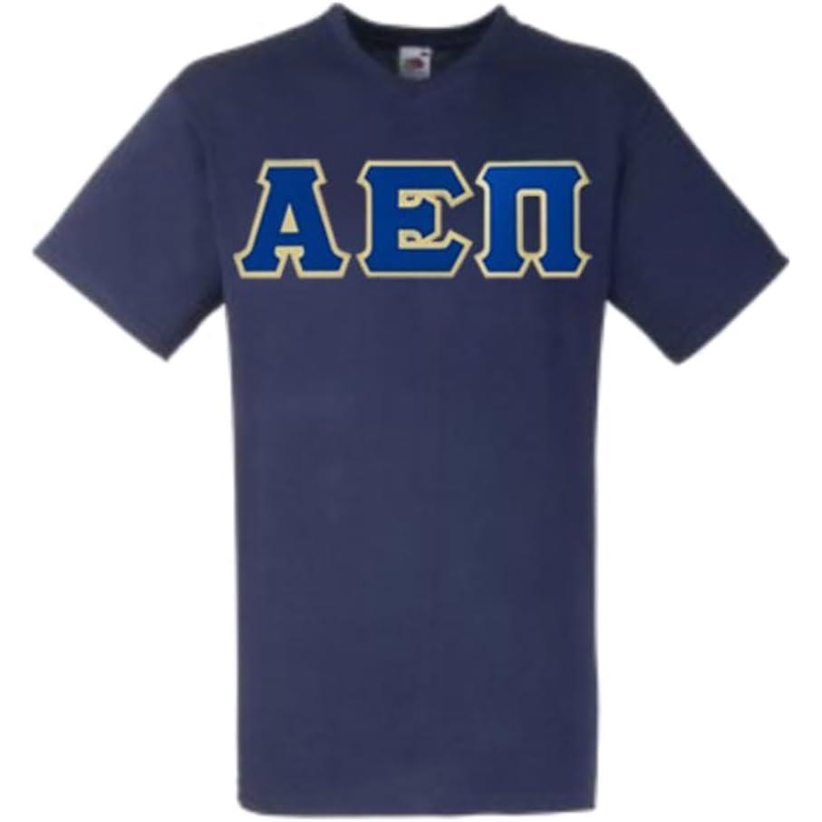 imageGreekgear Alpha Epsilon Pi Lettered VNeck TShirtNavy Blue
