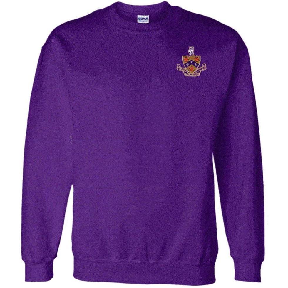 imageGreekgear FIJI Fraternity World Famous Crest Shield PATCH Crewneck SweatshirtPurple