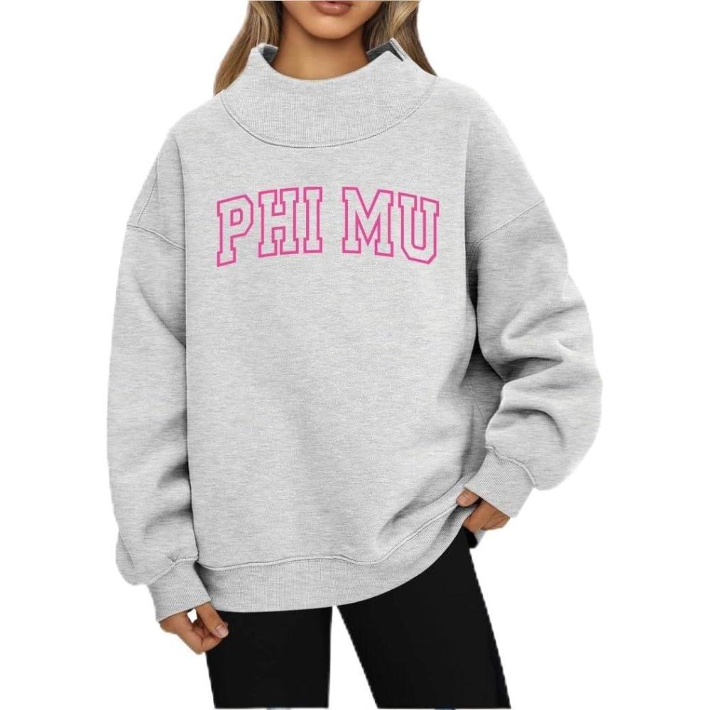 imageGreekgear Phi Mu Varsity Lightweight Mockneck Sweatshirt